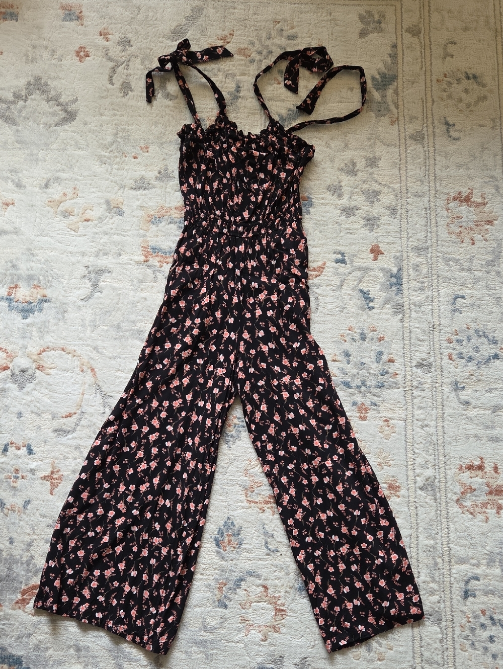 miami Black Jumpsuit with Pink Floral Print